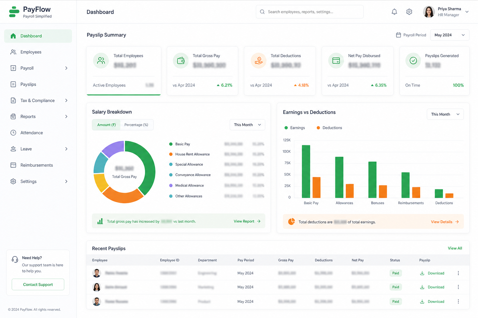 Payroll Management product UI