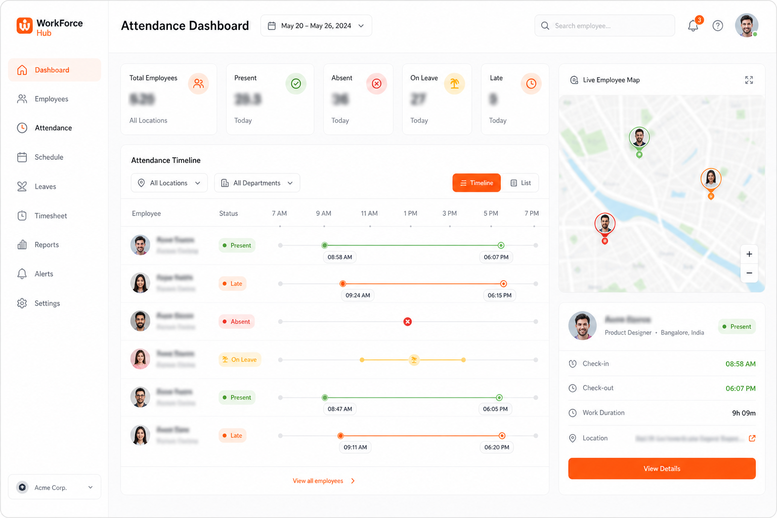 Employee Tracking product UI